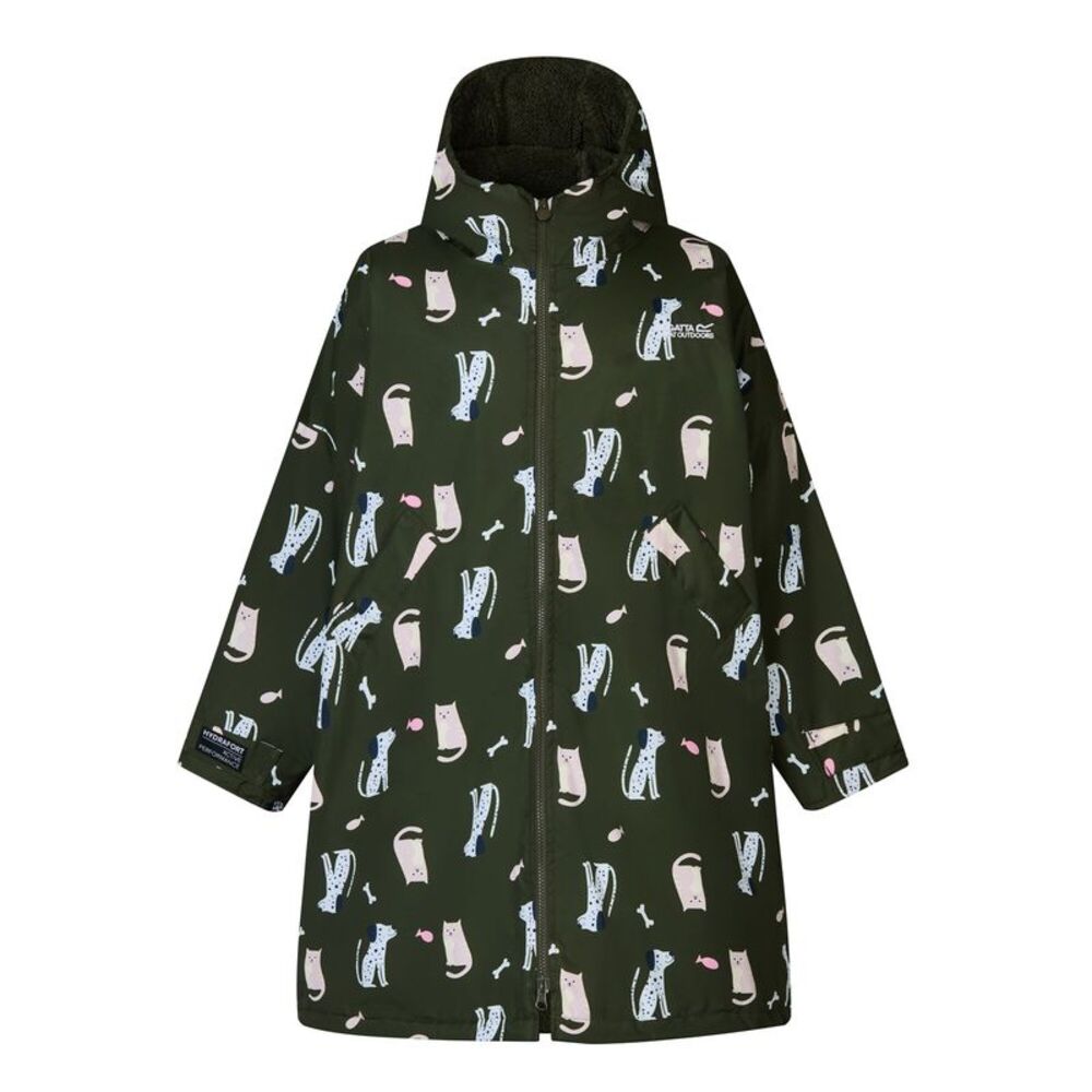 Regatta Childrens/Kids Cats & Dogs Waterproof Changing Robe / Dark Khaki